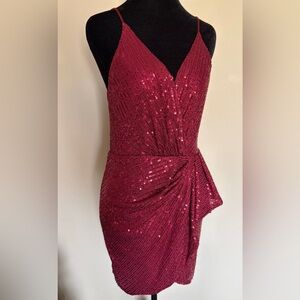 Glamorous Burgundy Sequin Mini Dress